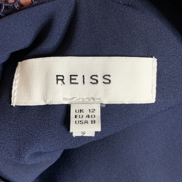 Reiss‎ Rayna Wrap Front Lace Dress, Navy size 8 - Picture 9 of 11